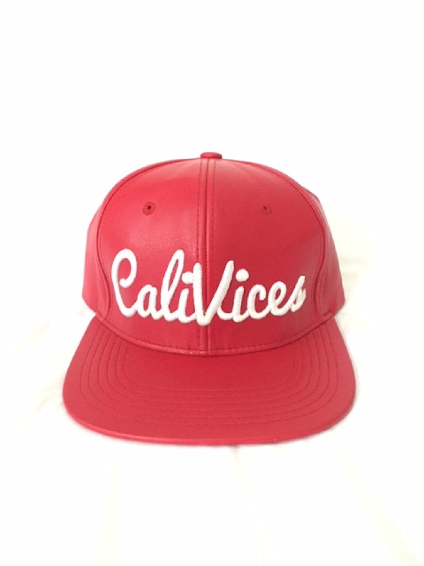 Red Leather Snap Backs